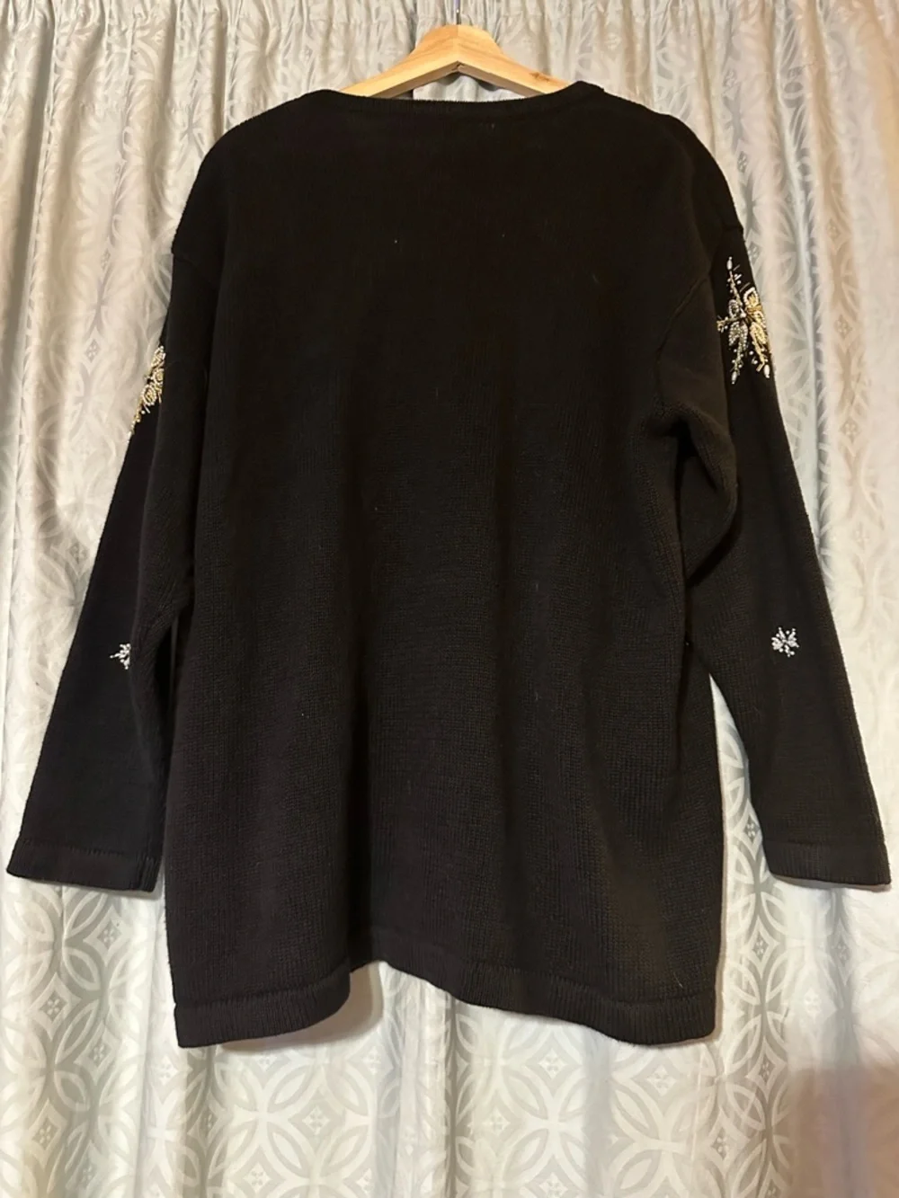 VTG Victoria Jones Woman 1X Holiday Christmas Sweater Beaded Embroidered Pearls - Picture 2 of 5